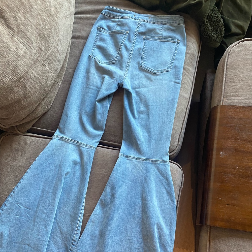 Free People High Waisted Light Denim Flare Jeans - Picture 5 of 7
